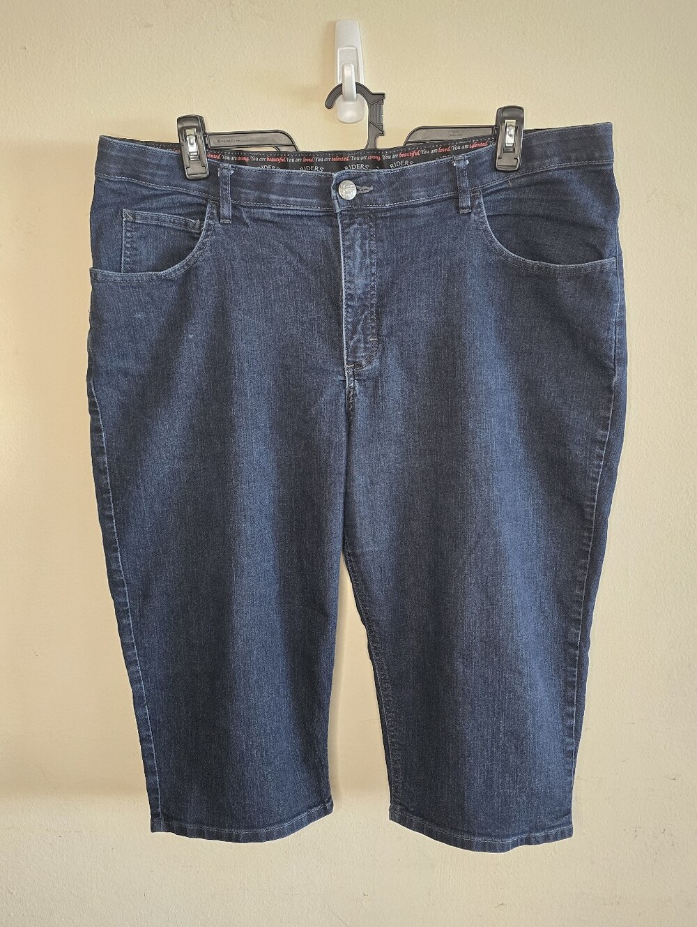 Riders By Lee Bermuda Shorts Womens 22W Blue Dark Wash Stretch Denim Plus Size